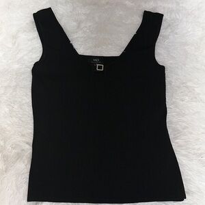 Hadi Collection Black Tank Top with keyhole and silver hardware